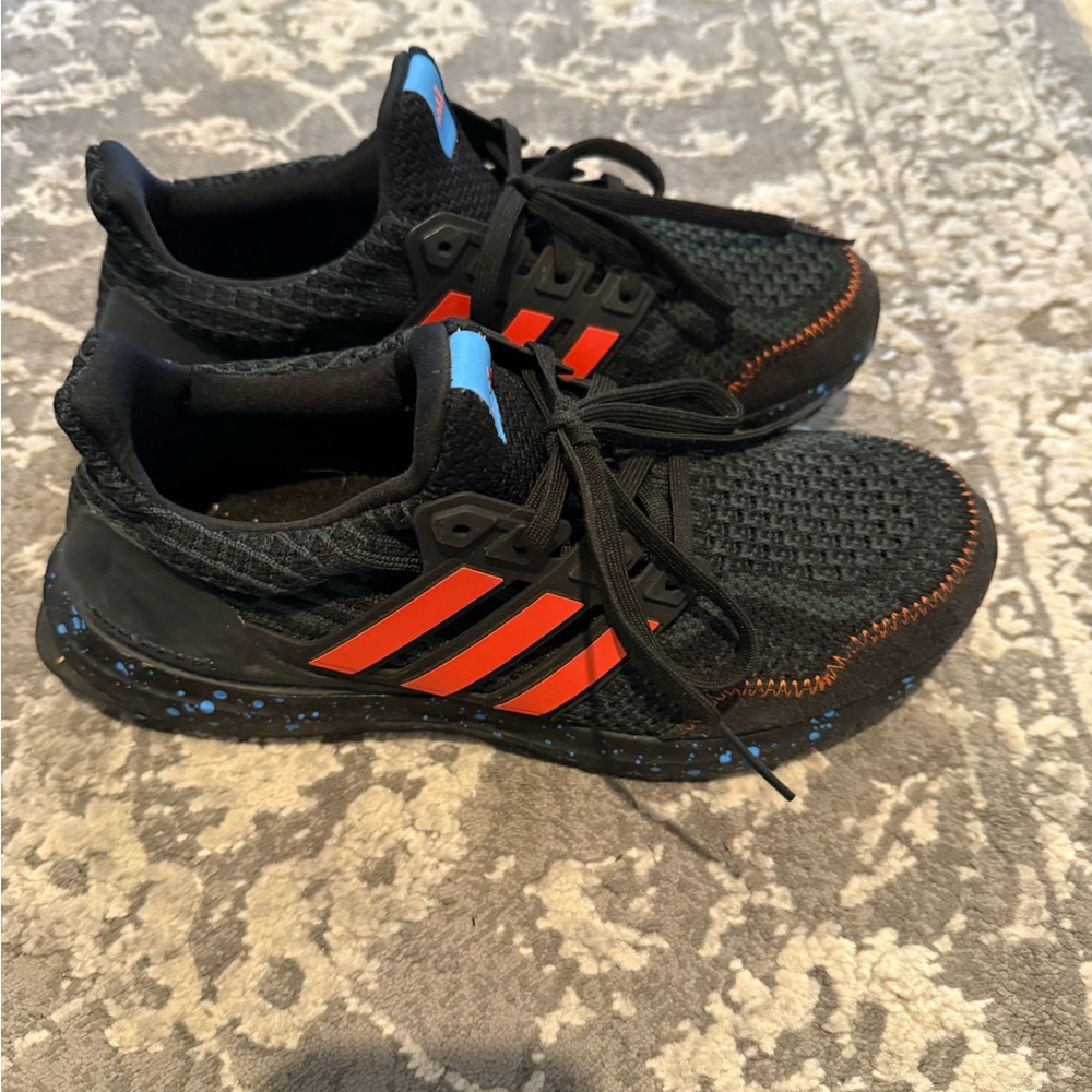 Adidas Black and Red Performance Sneakers with Breathable Mesh